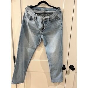 Old Navy Wow Boyfriend Jeans Light Wash Blue Mid Rise Straight Leg Womens 14